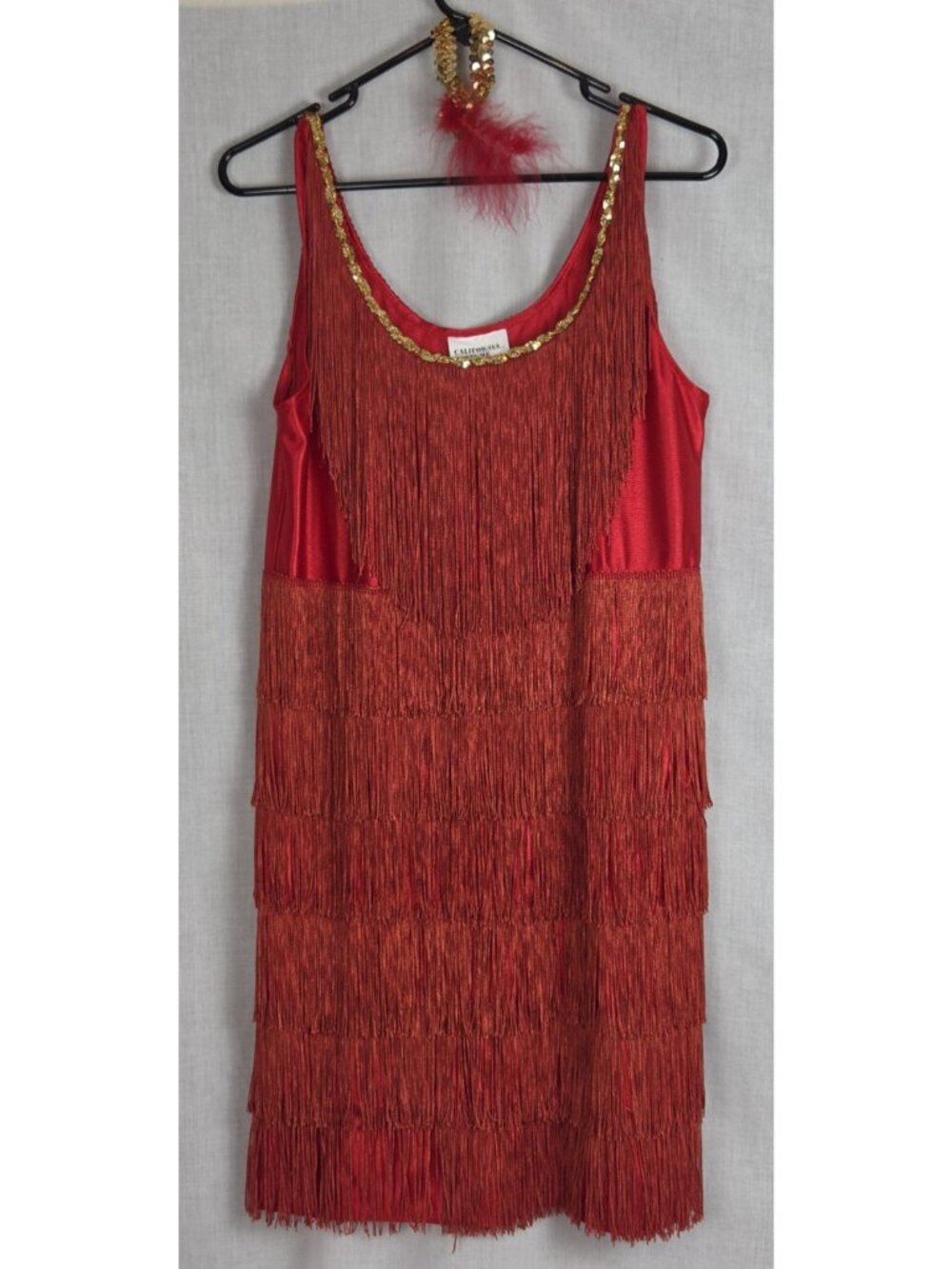 Flapper Style Gatsby Roaring 20s Fringe Dress & Headband Cosplay Costume Party L